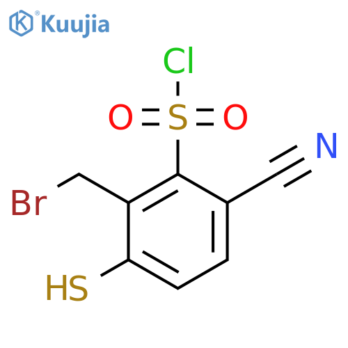2-Bromomethyl-6-cyano-3-mercaptobenzenesulfonyl chloride structure