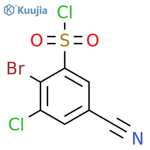 2-Bromo-3-chloro-5-cyanobenzenesulfonyl chloride structure