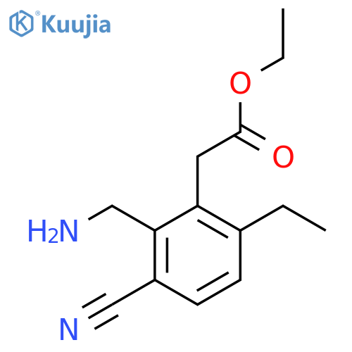 Ethyl 2-aminomethyl-3-cyano-6-ethylphenylacetate structure