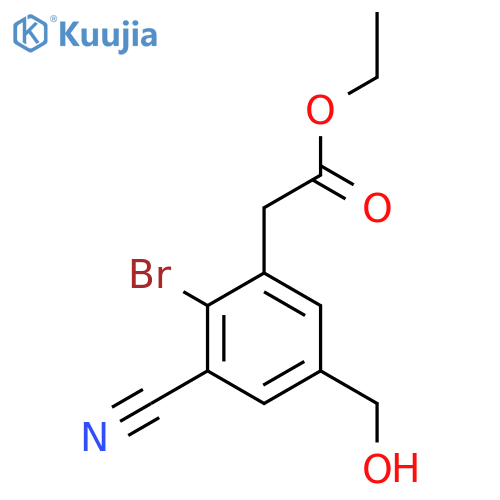 Ethyl 2-bromo-3-cyano-5-(hydroxymethyl)phenylacetate structure