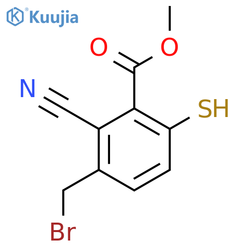 Methyl 3-bromomethyl-2-cyano-6-mercaptobenzoate structure