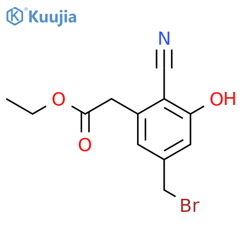 Ethyl 5-bromomethyl-2-cyano-3-hydroxyphenylacetate structure