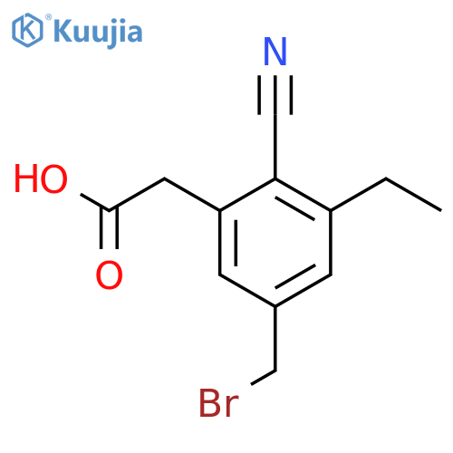 5-Bromomethyl-2-cyano-3-ethylphenylacetic acid structure