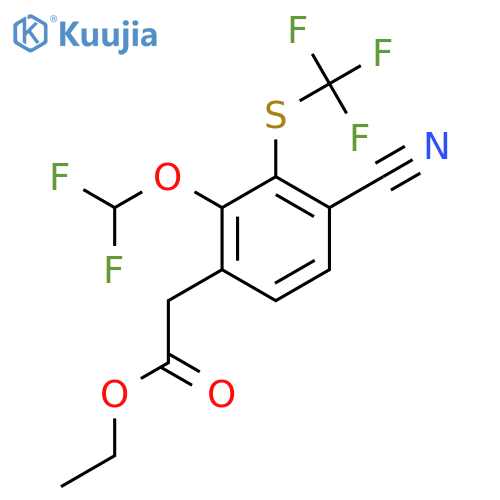 Ethyl 4-cyano-2-difluoromethoxy-3-(trifluoromethylthio)phenylacetate structure