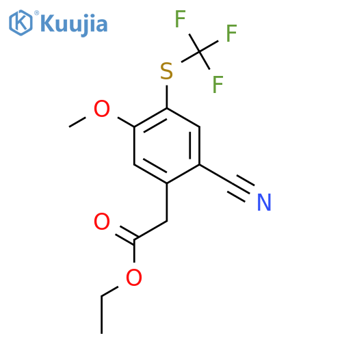 Ethyl 2-cyano-5-methoxy-4-(trifluoromethylthio)phenylacetate structure