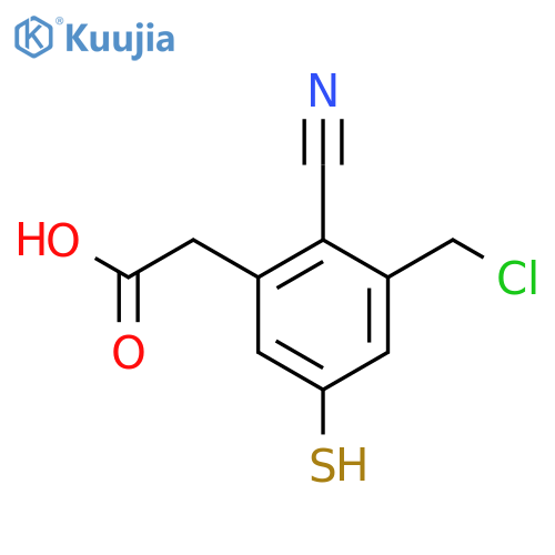 3-Chloromethyl-2-cyano-5-mercaptophenylacetic acid structure