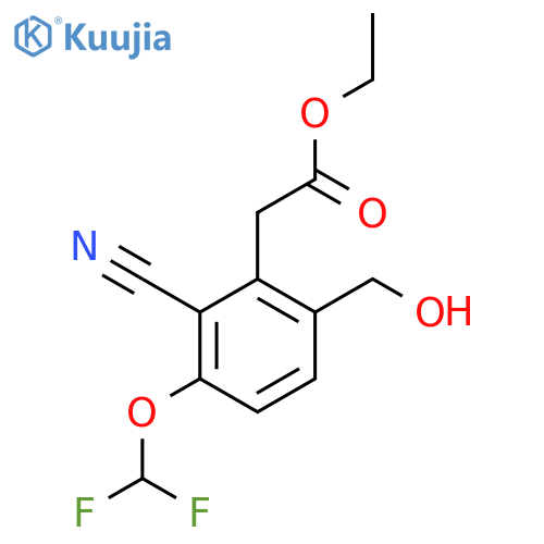 Ethyl 2-cyano-3-difluoromethoxy-6-(hydroxymethyl)phenylacetate structure