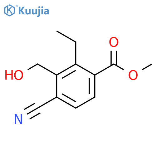 Methyl 4-cyano-2-ethyl-3-(hydroxymethyl)benzoate structure