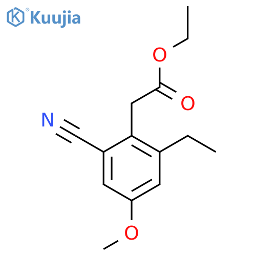 Ethyl 2-cyano-6-ethyl-4-methoxyphenylacetate structure