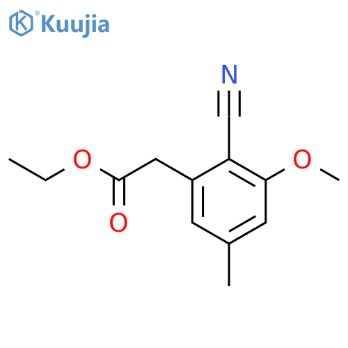 Ethyl 2-cyano-3-methoxy-5-methylphenylacetate structure