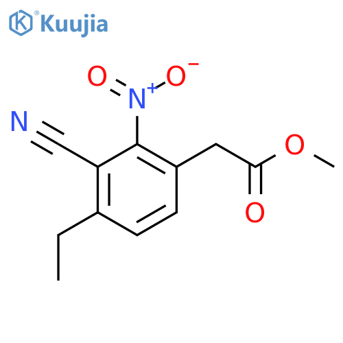 Methyl 3-cyano-4-ethyl-2-nitrophenylacetate structure