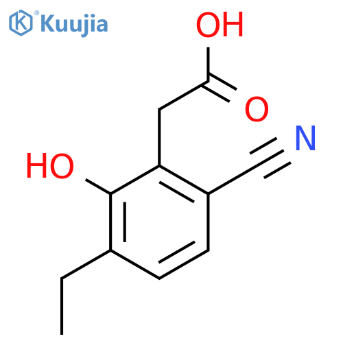 6-Cyano-3-ethyl-2-hydroxyphenylacetic acid structure