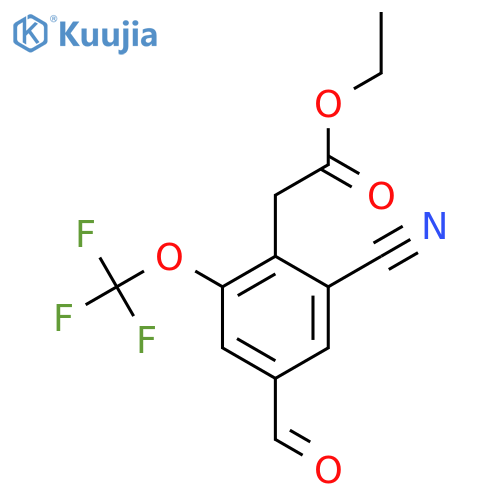 Ethyl 2-cyano-4-formyl-6-(trifluoromethoxy)phenylacetate structure