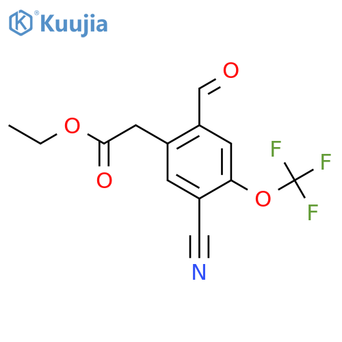 Ethyl 5-cyano-2-formyl-4-(trifluoromethoxy)phenylacetate structure