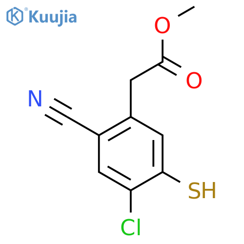 Methyl 4-chloro-2-cyano-5-mercaptophenylacetate structure