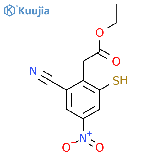 Ethyl 2-cyano-6-mercapto-4-nitrophenylacetate structure