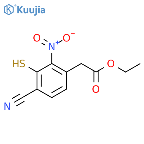 Ethyl 4-cyano-3-mercapto-2-nitrophenylacetate structure