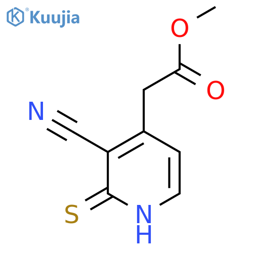 Methyl 3-cyano-2-mercaptopyridine-4-acetate structure