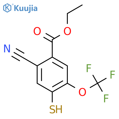 Ethyl 2-cyano-4-mercapto-5-(trifluoromethoxy)benzoate structure