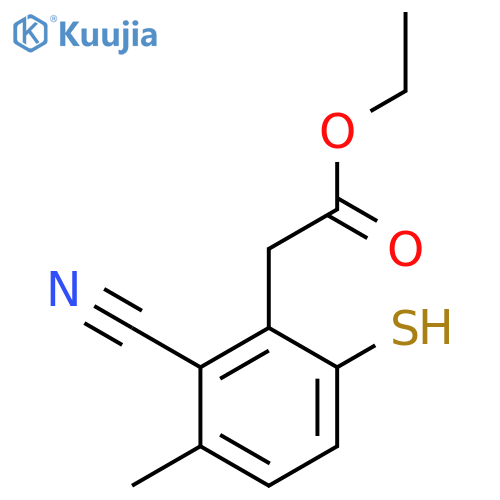 Ethyl 2-cyano-6-mercapto-3-methylphenylacetate structure
