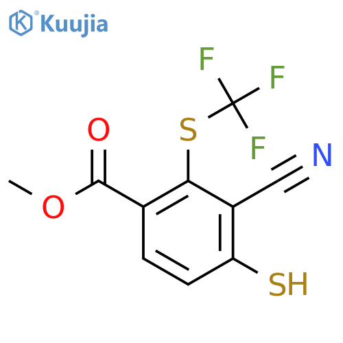 Methyl 3-cyano-4-mercapto-2-(trifluoromethylthio)benzoate structure