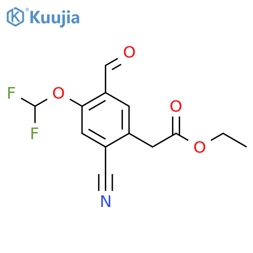 Ethyl 2-cyano-4-difluoromethoxy-5-formylphenylacetate structure