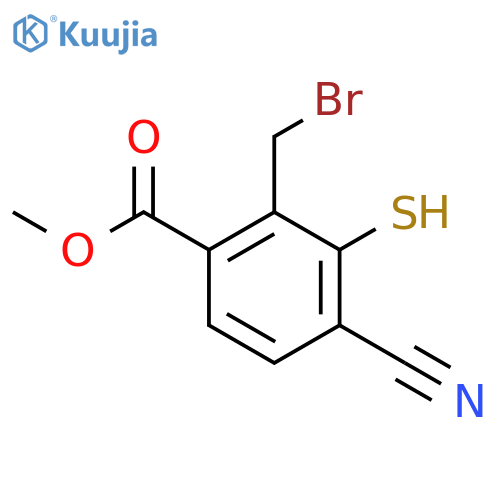 Methyl 2-bromomethyl-4-cyano-3-mercaptobenzoate structure