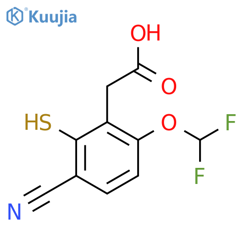 3-Cyano-6-difluoromethoxy-2-mercaptophenylacetic acid structure