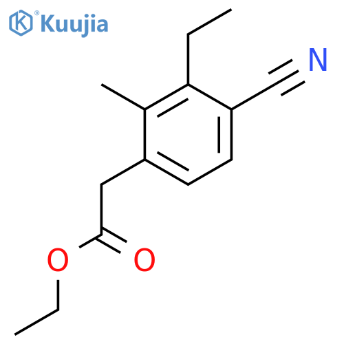 Ethyl 4-cyano-3-ethyl-2-methylphenylacetate structure