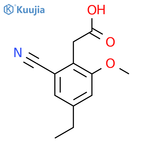 2-Cyano-4-ethyl-6-methoxyphenylacetic acid structure