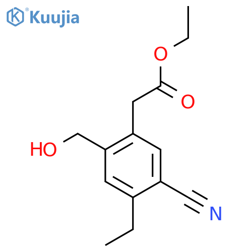Ethyl 5-cyano-4-ethyl-2-(hydroxymethyl)phenylacetate structure