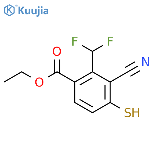Ethyl 3-cyano-2-difluoromethyl-4-mercaptobenzoate structure