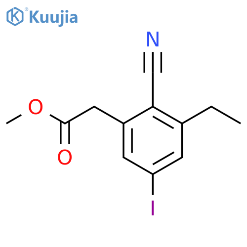 Methyl 2-cyano-3-ethyl-5-iodophenylacetate structure