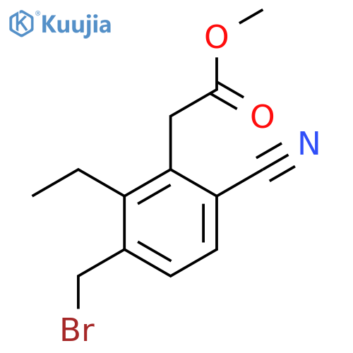 Methyl 3-bromomethyl-6-cyano-2-ethylphenylacetate structure