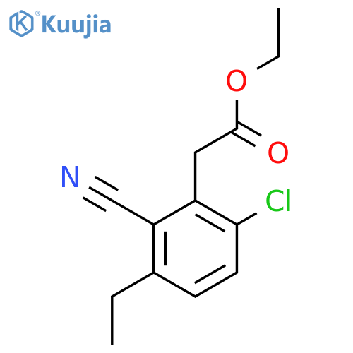 Ethyl 6-chloro-2-cyano-3-ethylphenylacetate structure
