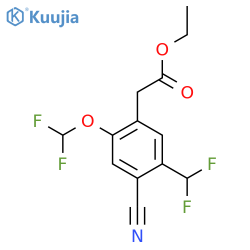 Ethyl 4-cyano-2-difluoromethoxy-5-(difluoromethyl)phenylacetate structure