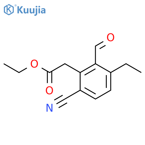 Ethyl 6-cyano-3-ethyl-2-formylphenylacetate structure