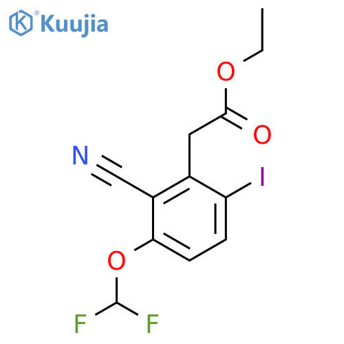 Ethyl 2-cyano-3-difluoromethoxy-6-iodophenylacetate structure