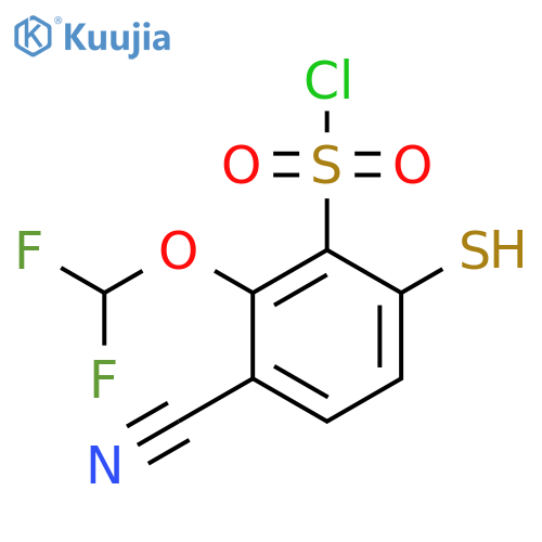 3-Cyano-2-difluoromethoxy-6-mercaptobenzenesulfonyl chloride structure