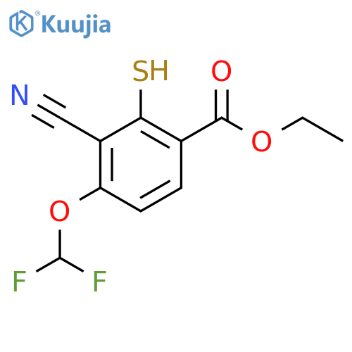 Ethyl 3-cyano-4-difluoromethoxy-2-mercaptobenzoate structure