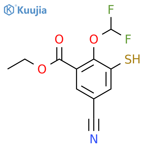 Ethyl 5-cyano-2-difluoromethoxy-3-mercaptobenzoate structure