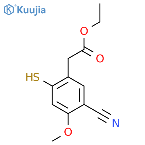 Ethyl 5-cyano-2-mercapto-4-methoxyphenylacetate structure