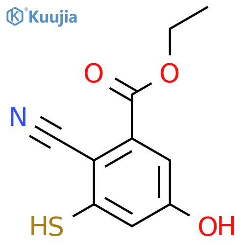 Ethyl 2-cyano-5-hydroxy-3-mercaptobenzoate structure