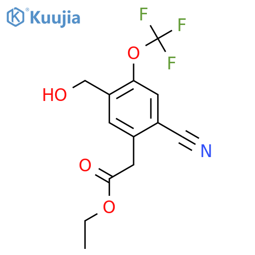 Ethyl 2-cyano-5-hydroxymethyl-4-(trifluoromethoxy)phenylacetate structure