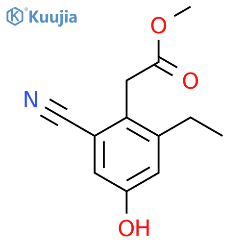 Methyl 2-cyano-6-ethyl-4-hydroxyphenylacetate structure