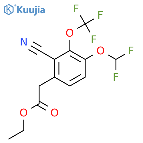 Ethyl 2-cyano-4-difluoromethoxy-3-(trifluoromethoxy)phenylacetate structure