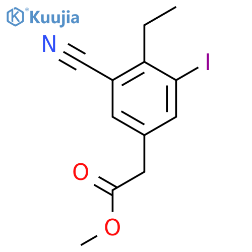 Methyl 3-cyano-4-ethyl-5-iodophenylacetate structure