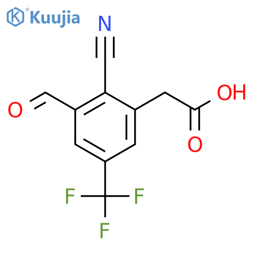 2-Cyano-3-formyl-5-(trifluoromethyl)phenylacetic acid structure