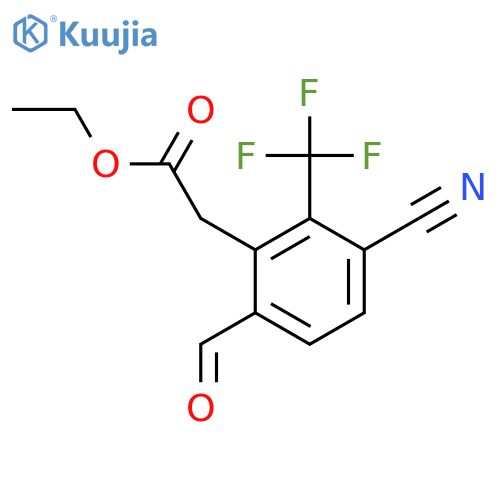 Ethyl 3-cyano-6-formyl-2-(trifluoromethyl)phenylacetate structure
