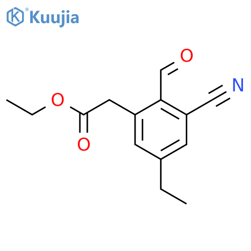 Ethyl 3-cyano-5-ethyl-2-formylphenylacetate structure
